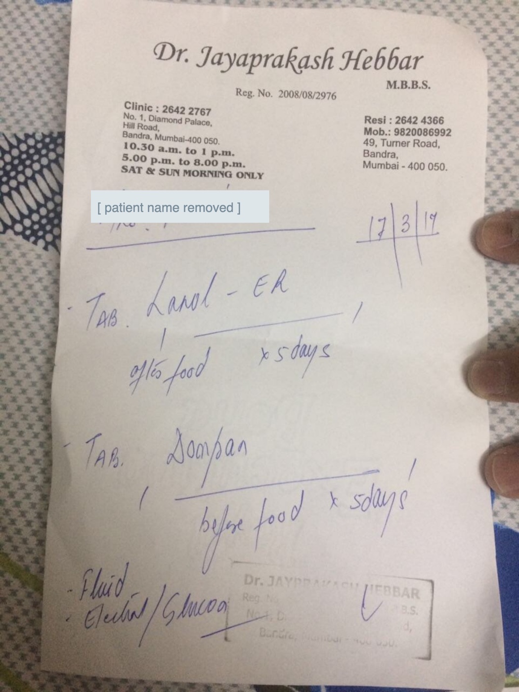 Mumbai clinic prescription